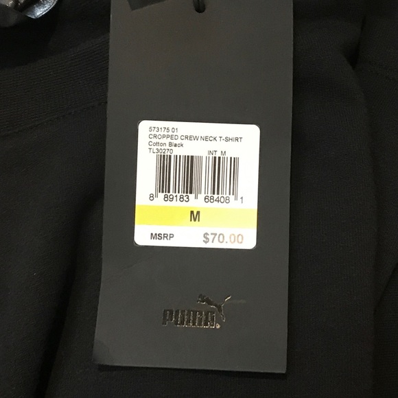Puma Fenty x Rihanna Black Cropped Crew Neck Shirt - Picture 6 of 7